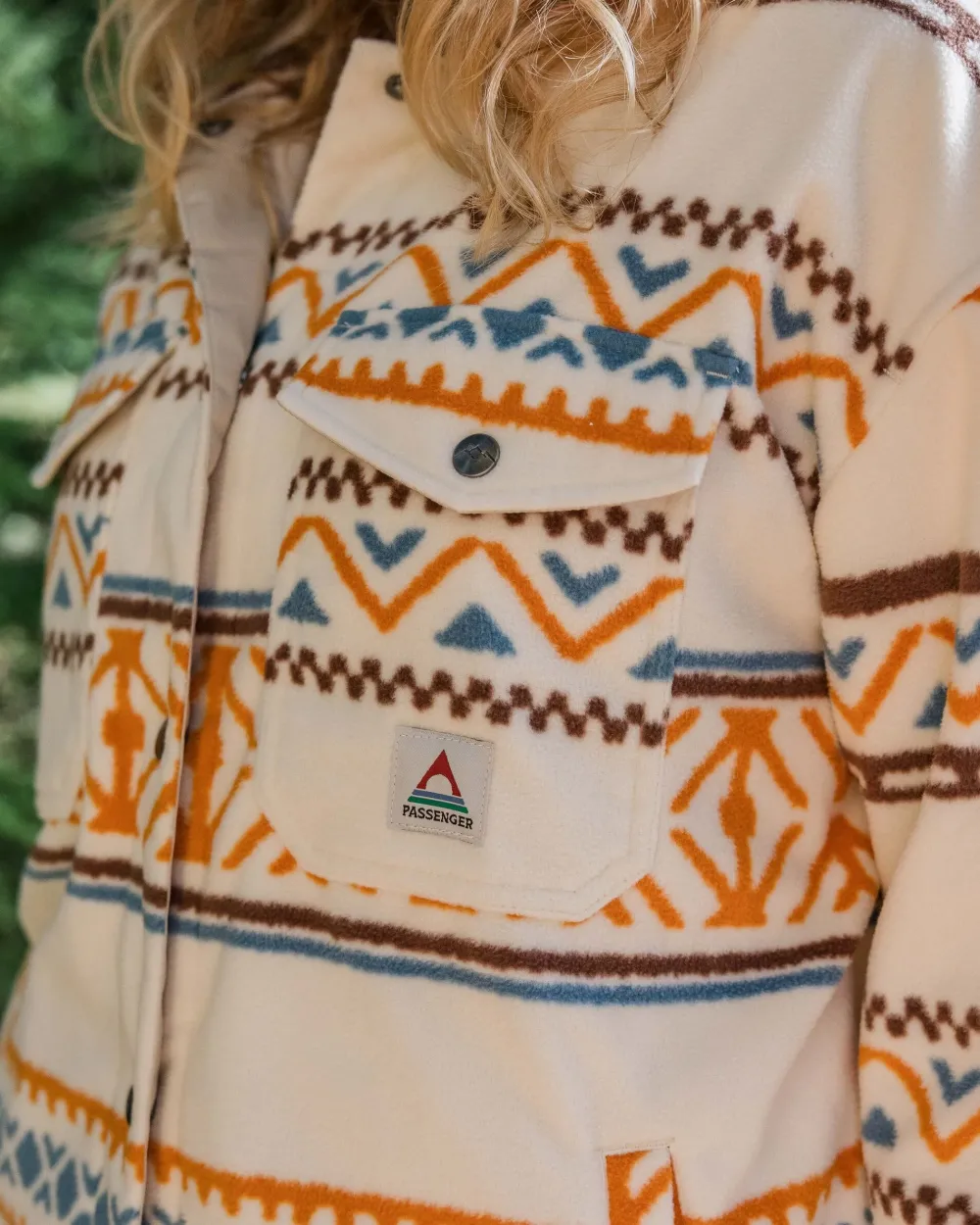 Passenger Shirts|Fleece>East Recycled Polar Oversized Shirt Homespun Stripe Sunrise Orange