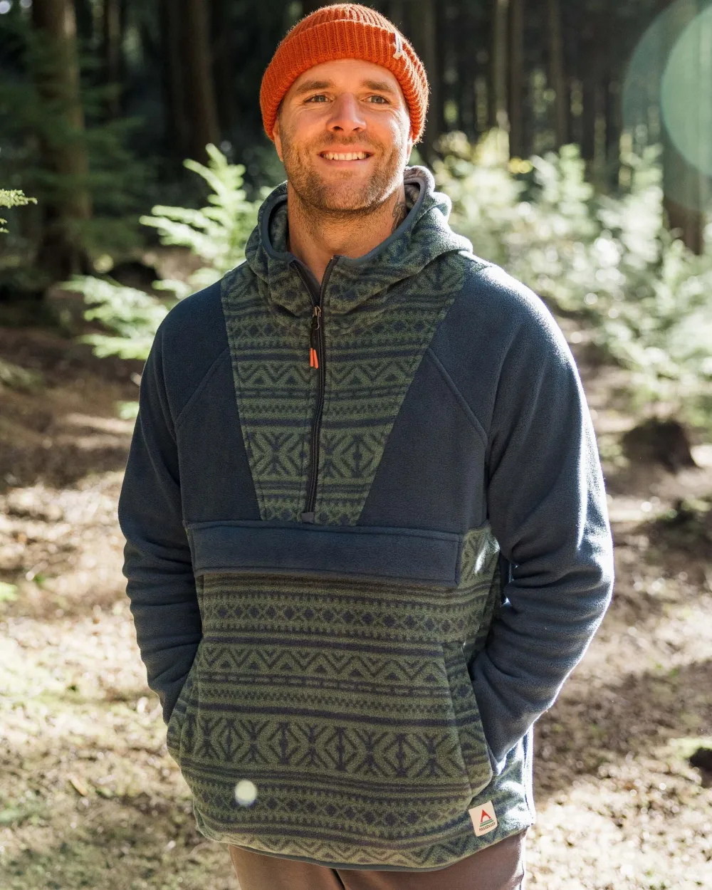 Passenger Fleece|Fleece>Edge Hooded 1/2 Zip Polar Fleece Nordic Geo Deep Ocean