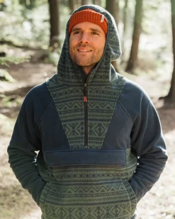 Passenger Fleece|Fleece>Edge Hooded 1/2 Zip Polar Fleece Nordic Geo Deep Ocean