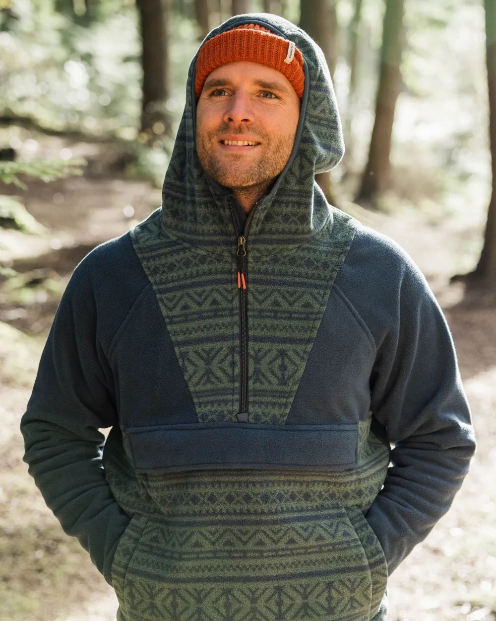 Passenger Fleece|Fleece>Edge Hooded 1/2 Zip Polar Fleece Nordic Geo Deep Ocean