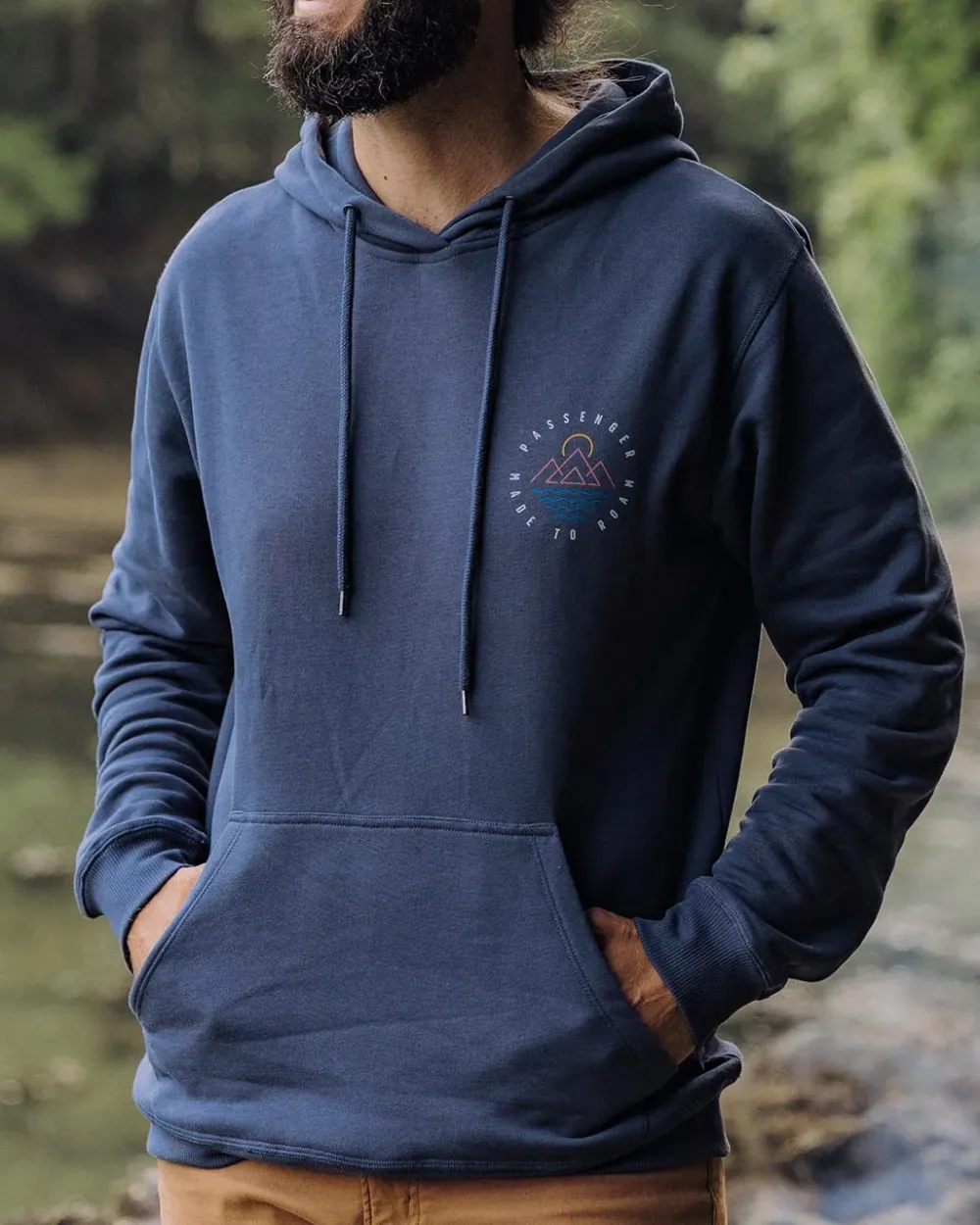 Passenger Hoodies & Sweatshirts|Best Sellers>Escapism Recycled Cotton Hoodie Dark Denim