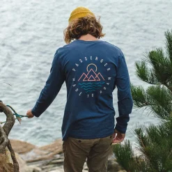 Passenger T-Shirts & Tank Tops|Men's Outlet>Escapism Recycled LS T-Shirt Dark Denim
