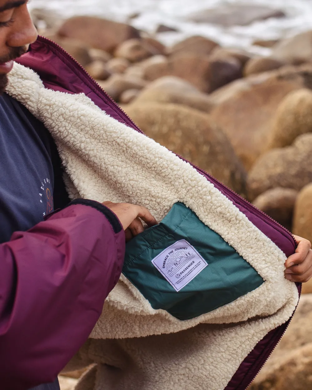 Passenger Changing Robes & Ponchos|Changing Robes & Surf Ponchos>Escapism Recycled Sherpa Lined Changing Robe Windsor Wine
