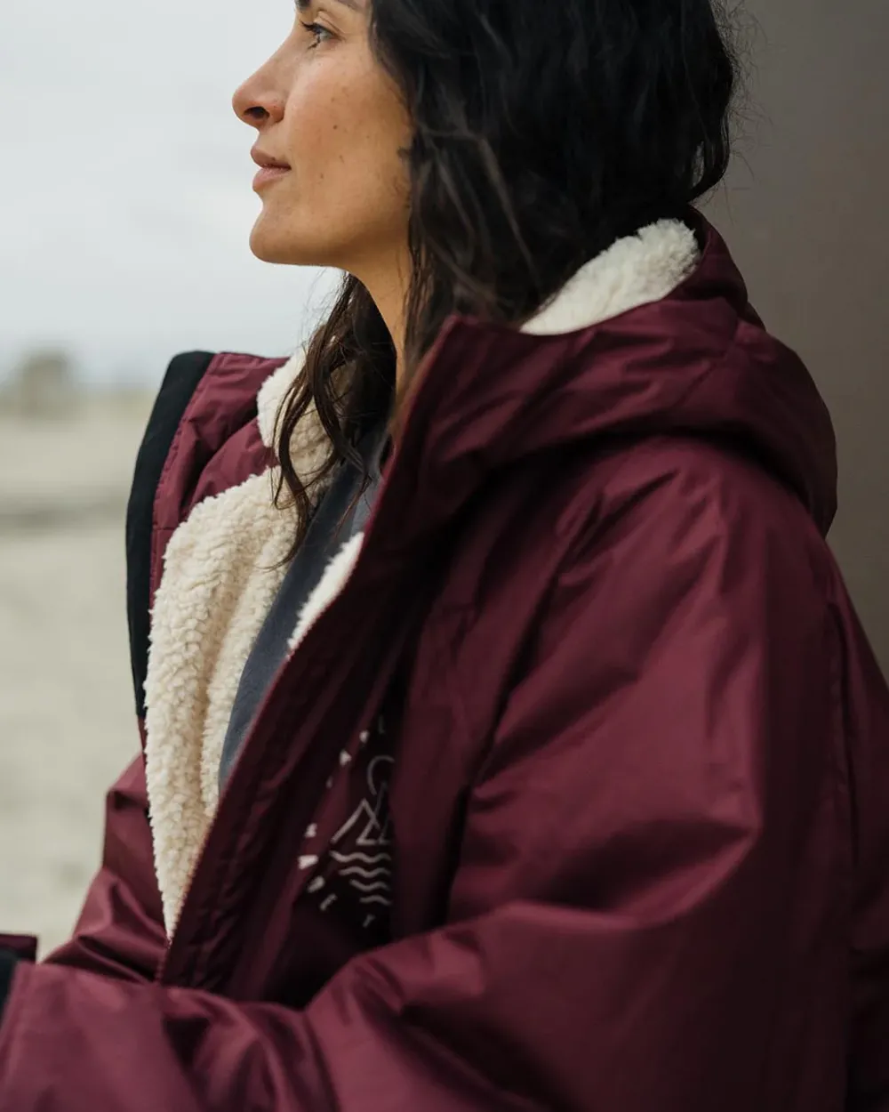 Floris van Bommel Changing Robes & Ponchos|Changing Robes & Surf Ponchos>Escapism Recycled Sherpa Lined Changing Robe Windsor Wine