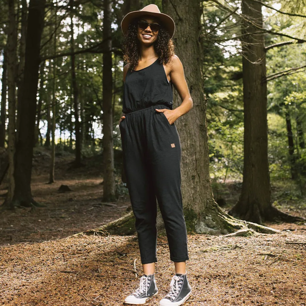 Passenger Jumpsuits & Playsuits|Dungarees & Pants>Eva Recycled Cotton Jumpsuit Black