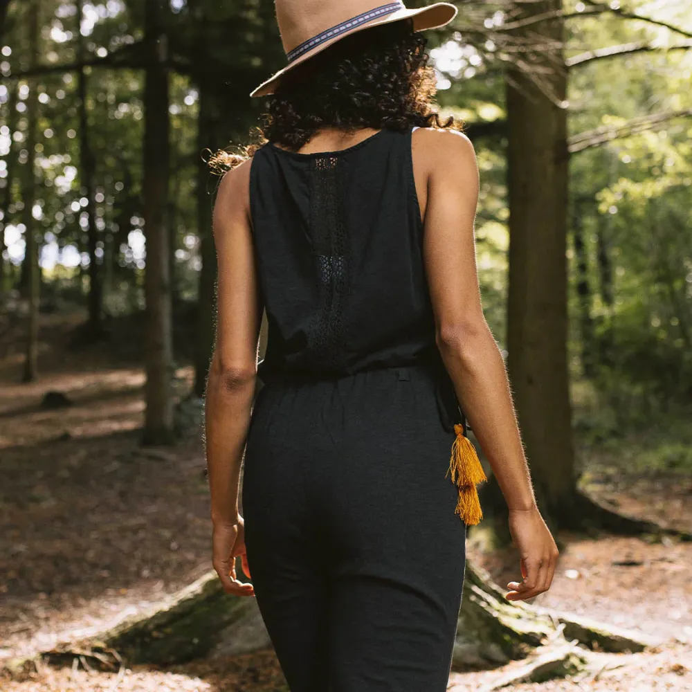 Passenger Jumpsuits & Playsuits|Dungarees & Pants>Eva Recycled Cotton Jumpsuit Black