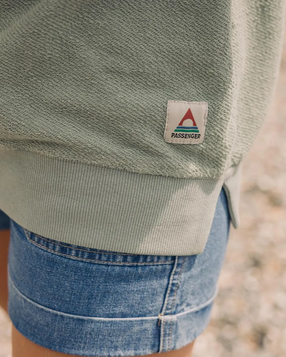 Passenger Hoodies & Sweatshirts|Women's Outlet>Fauna Organic Cotton Textured Sweatshirt Pistachio