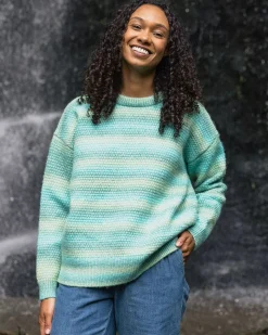 Passenger Knitwear|Women's Outlet>Fika Recycled Knitted Jumper Sea Blue Dip