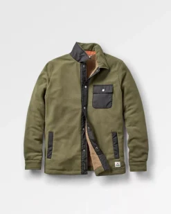 Passenger Shirts|Fleece>Firelight Sherpa Lined Overshirt Khaki