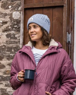 Passenger Accessories|Beanies>Fireside Recycled Cable Knit Beanie Blue Fog