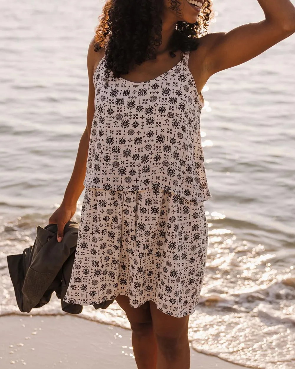 Passenger Dresses & Skirts|Women's Outlet>Floaty Layered Dress Simple Tile Ivory