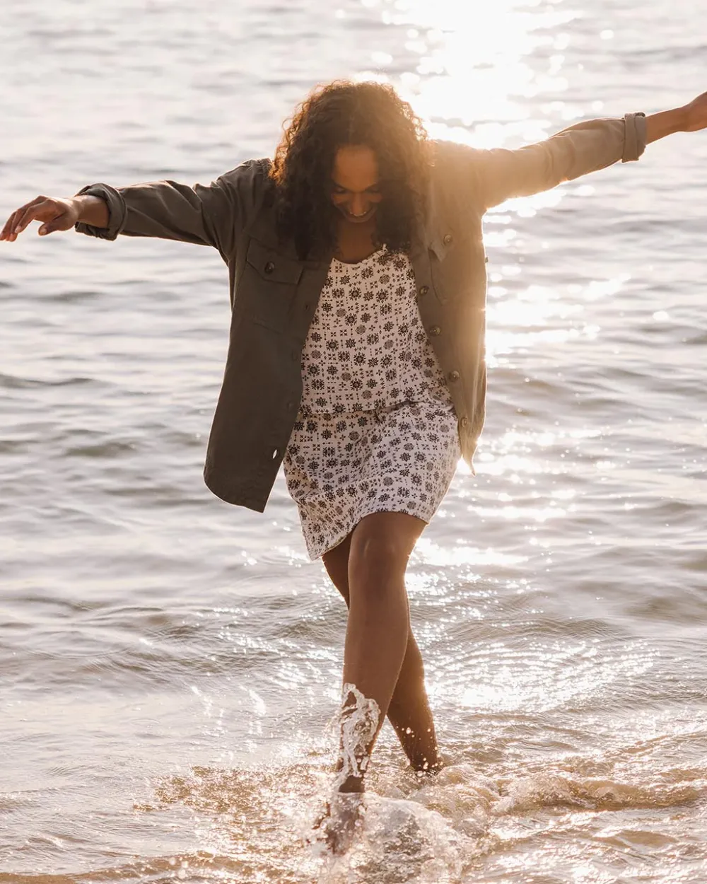 Passenger Dresses & Skirts|Women's Outlet>Floaty Layered Dress Simple Tile Ivory