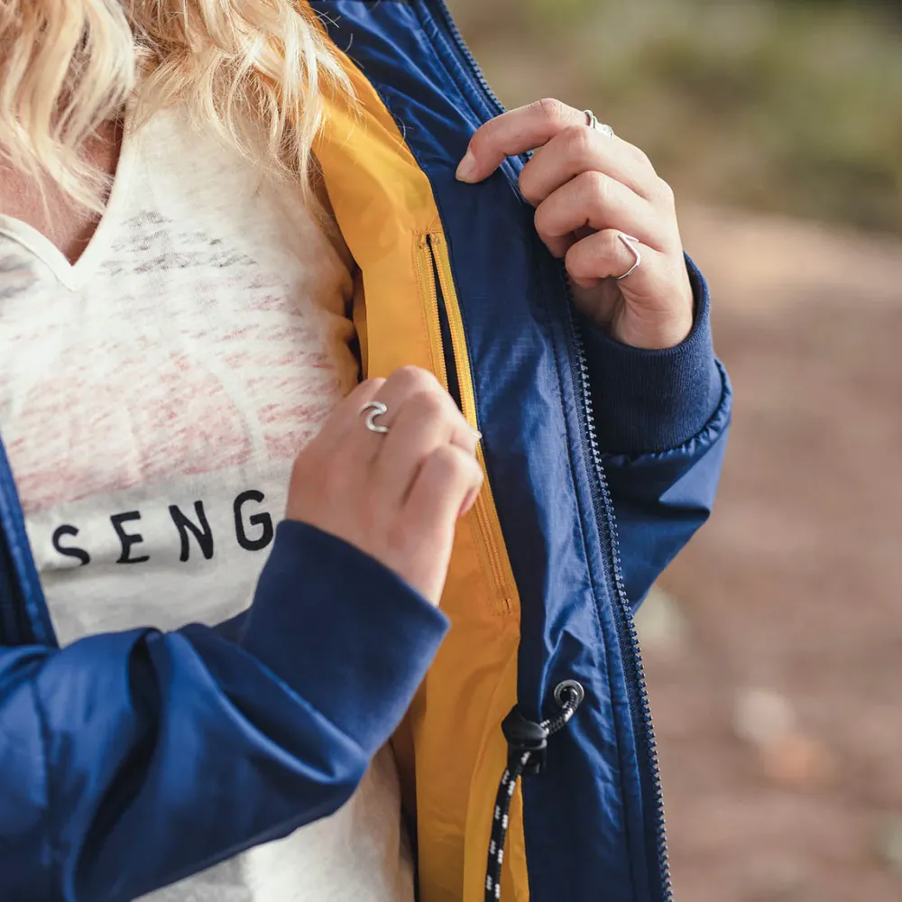 Passenger Water Resistant|Insulated>Flora Long Recycled Insulated Jacket Rich Navy