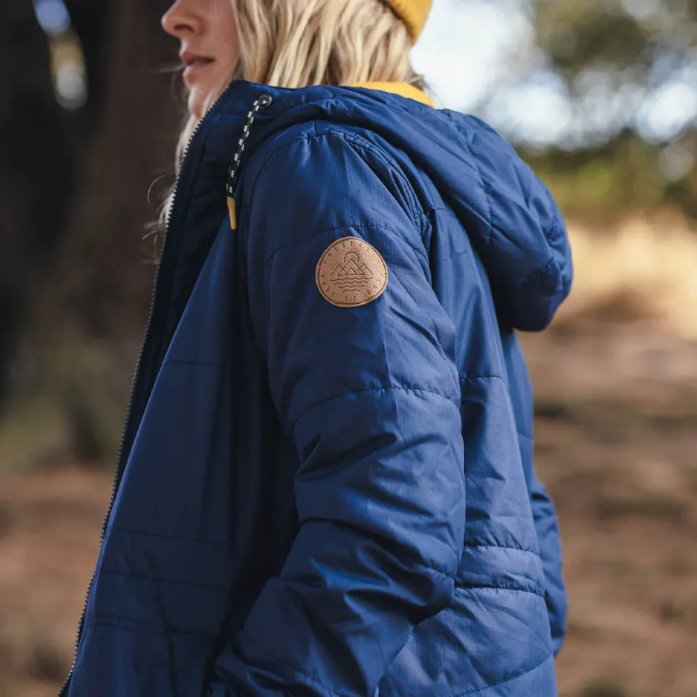 Passenger Water Resistant|Insulated>Flora Long Recycled Insulated Jacket Rich Navy