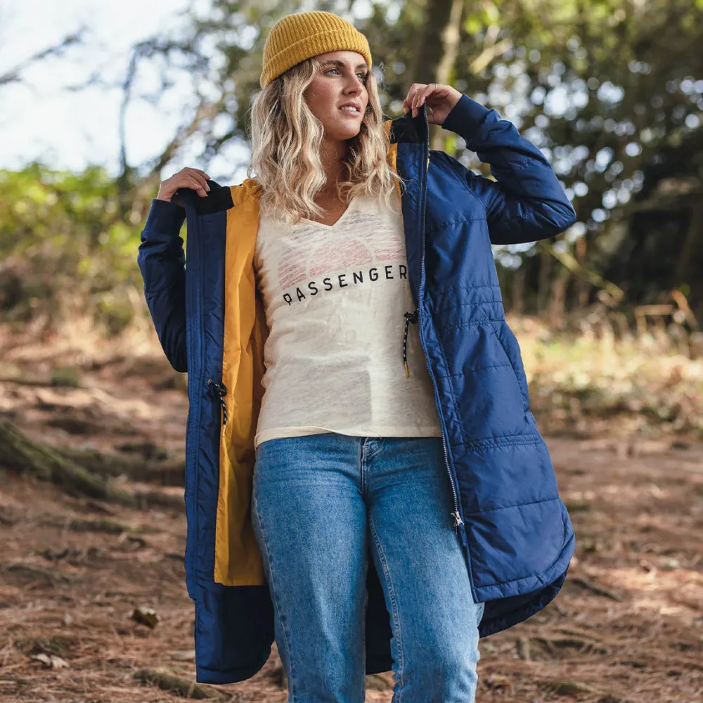 Passenger Water Resistant|Insulated>Flora Long Recycled Insulated Jacket Rich Navy