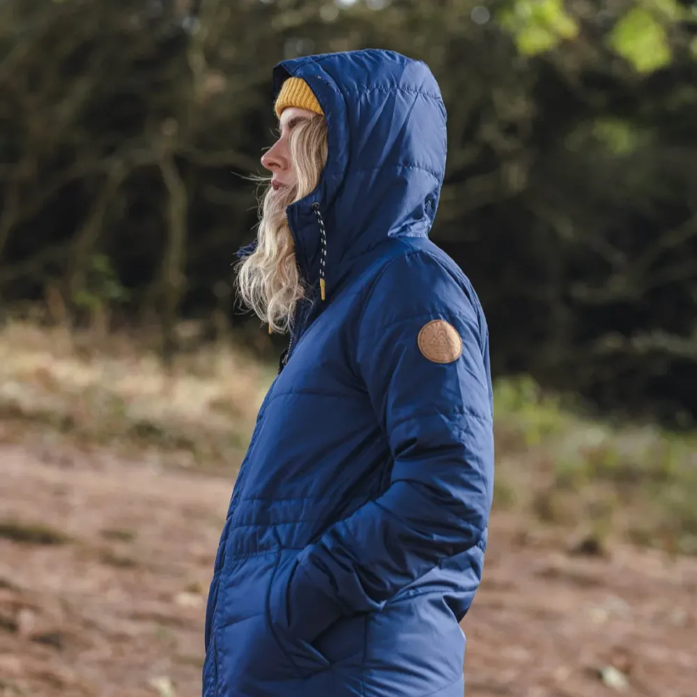 Passenger Water Resistant|Insulated>Flora Long Recycled Insulated Jacket Rich Navy