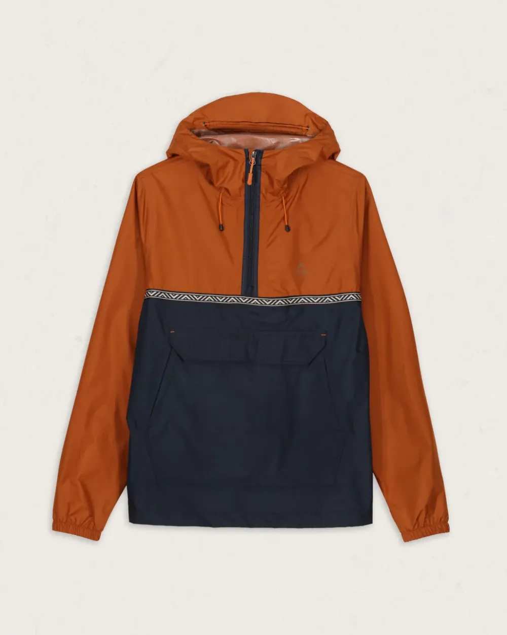 Passenger Water Resistant|Men's Outlet>Flow 1/2 Zip Recycled Water Resistant Jacket Glazed Ginger/Deep Navy