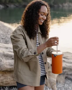 Passenger Shirts|Overshirts>Forrest Organic Cotton Oversized Twill Overshirt Biscuit