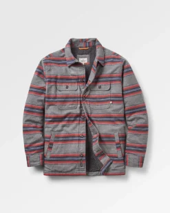 Passenger Shirts|Men's Outlet>Freestyle Sherpa-Lined Overshirt Grey Marl Stripe