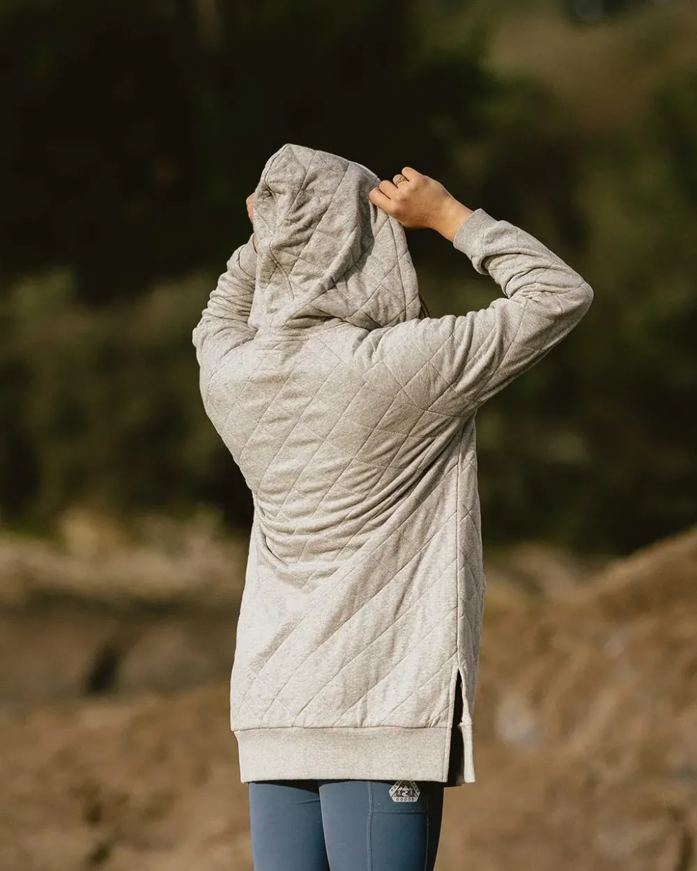 Passenger Hoodies & Sweatshirts|Women's Outlet>Getaway Recycled Cotton Quilted Full Zip Hoodie Grey Marl