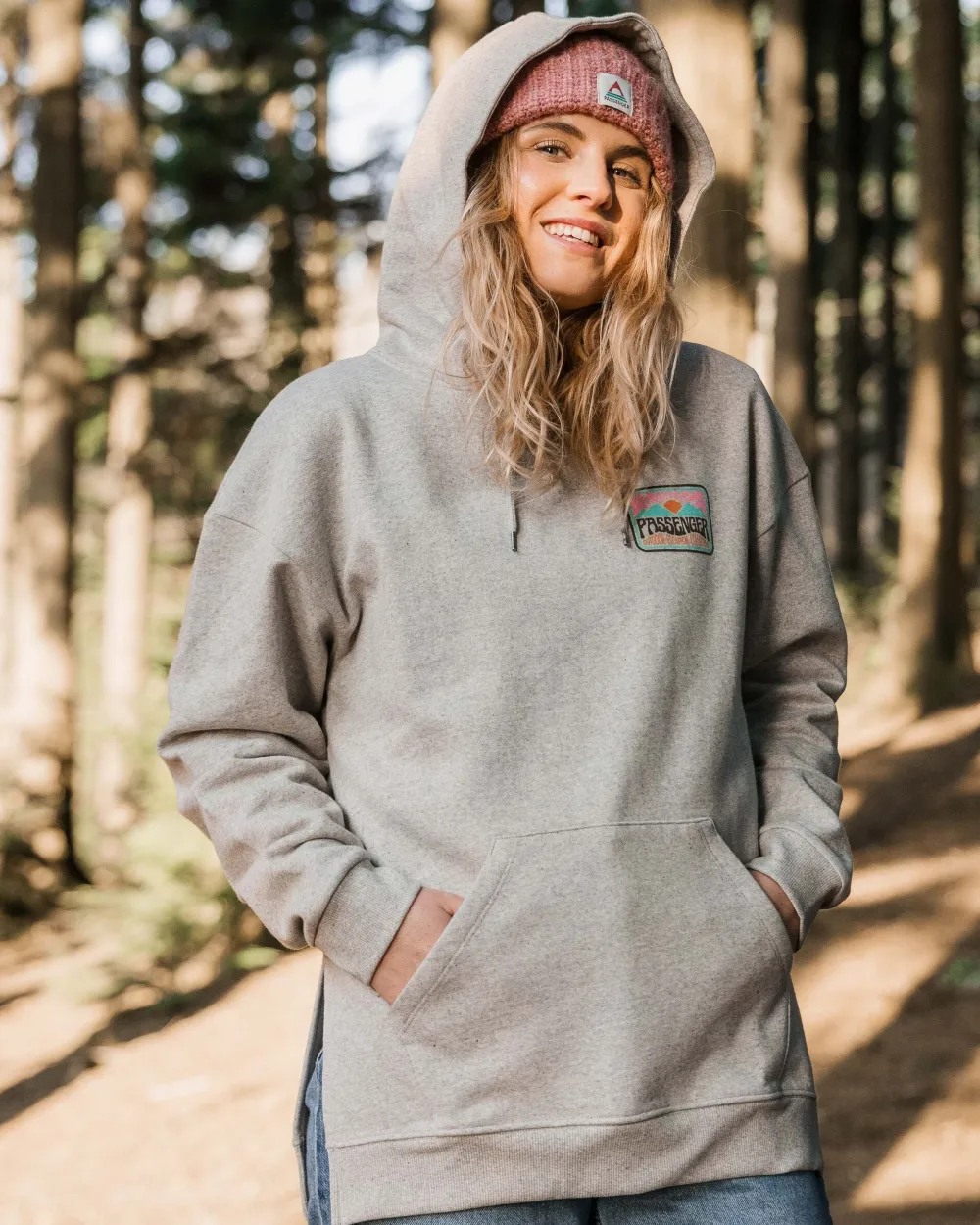 Passenger Hoodies & Sweatshirts>Golden Hour Recycled Cotton Hoodie Grey Marl