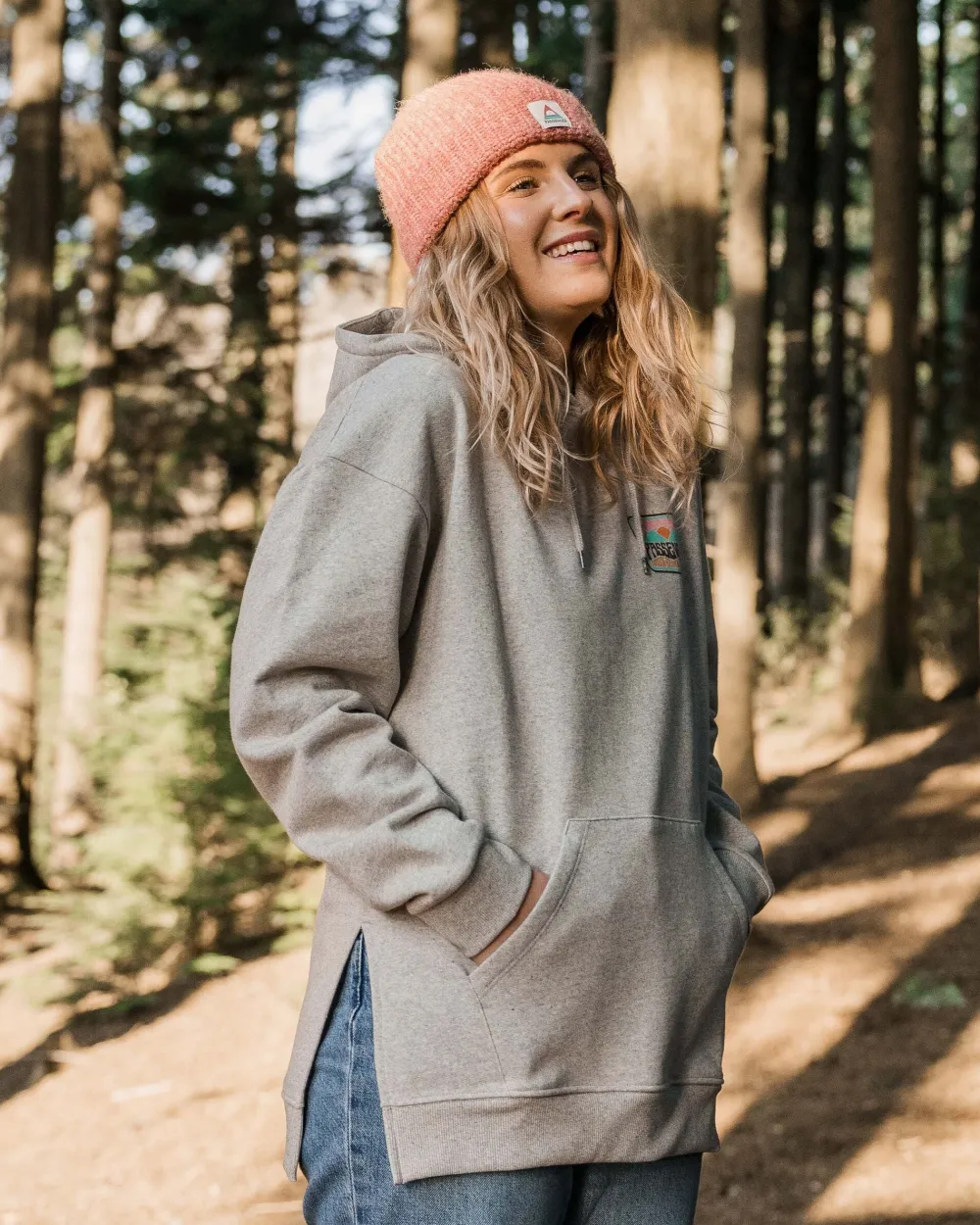 Passenger Hoodies & Sweatshirts>Golden Hour Recycled Cotton Hoodie Grey Marl