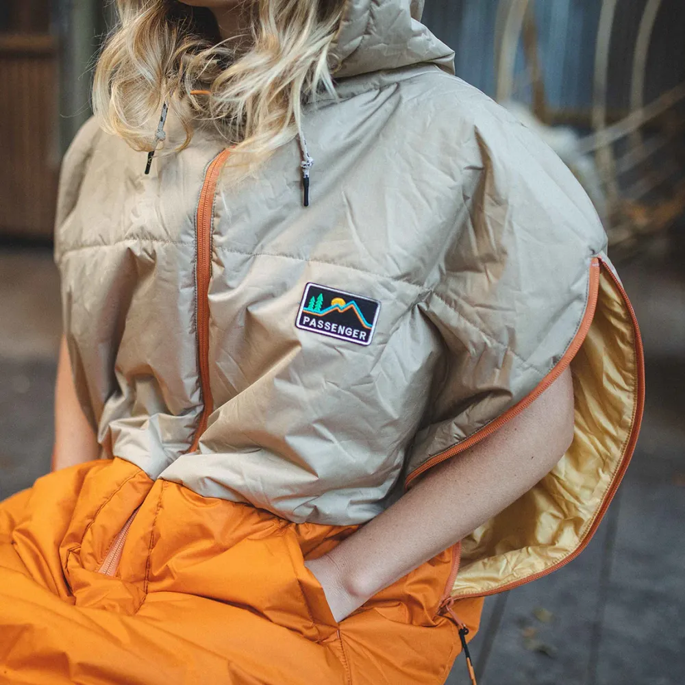 Floris van Bommel Accessories|Blankets>Good Times Recycled Sleep Sack Chinchilla Brown/ Sunrise Orange
