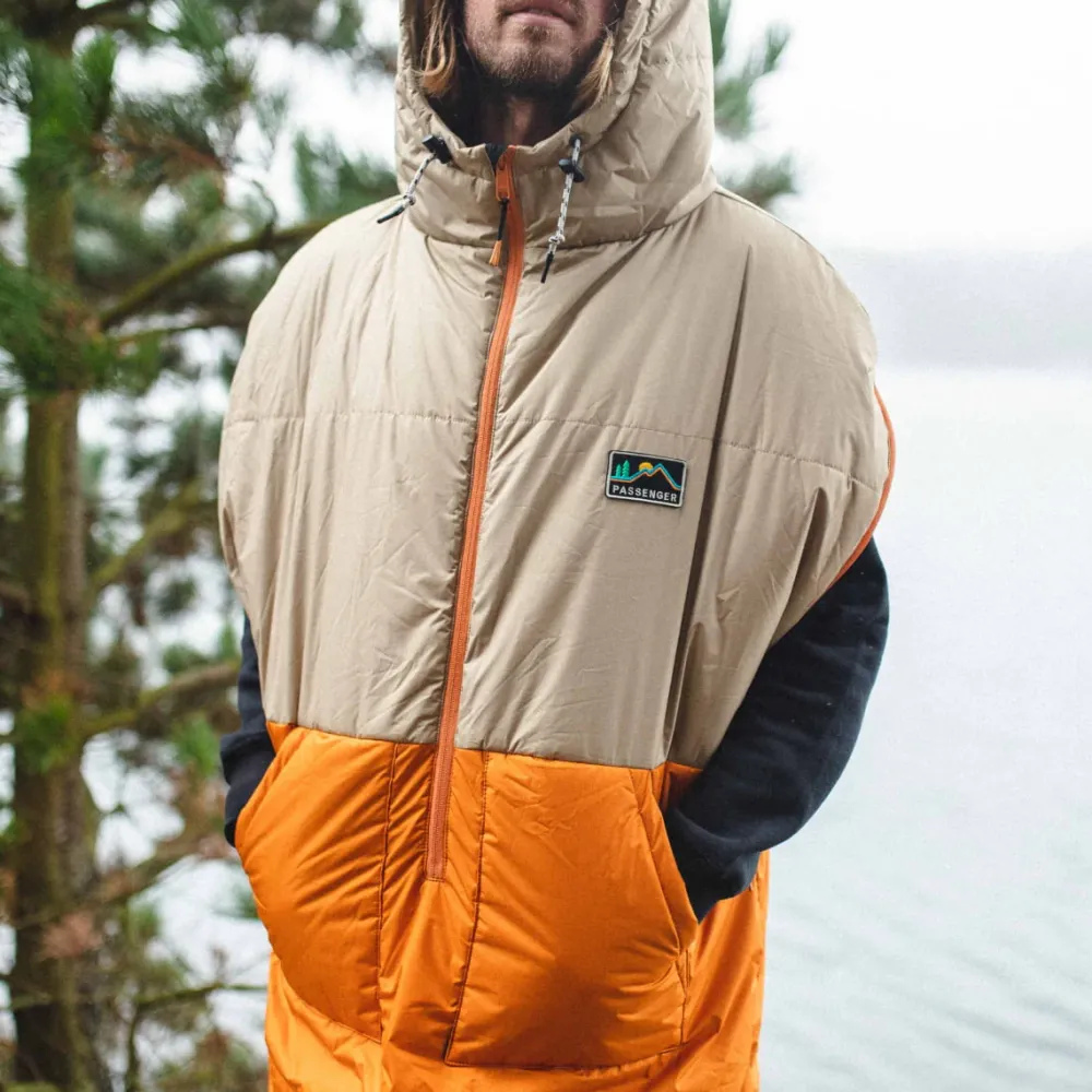 Floris van Bommel Accessories|Blankets>Good Times Recycled Sleep Sack Chinchilla Brown/ Sunrise Orange