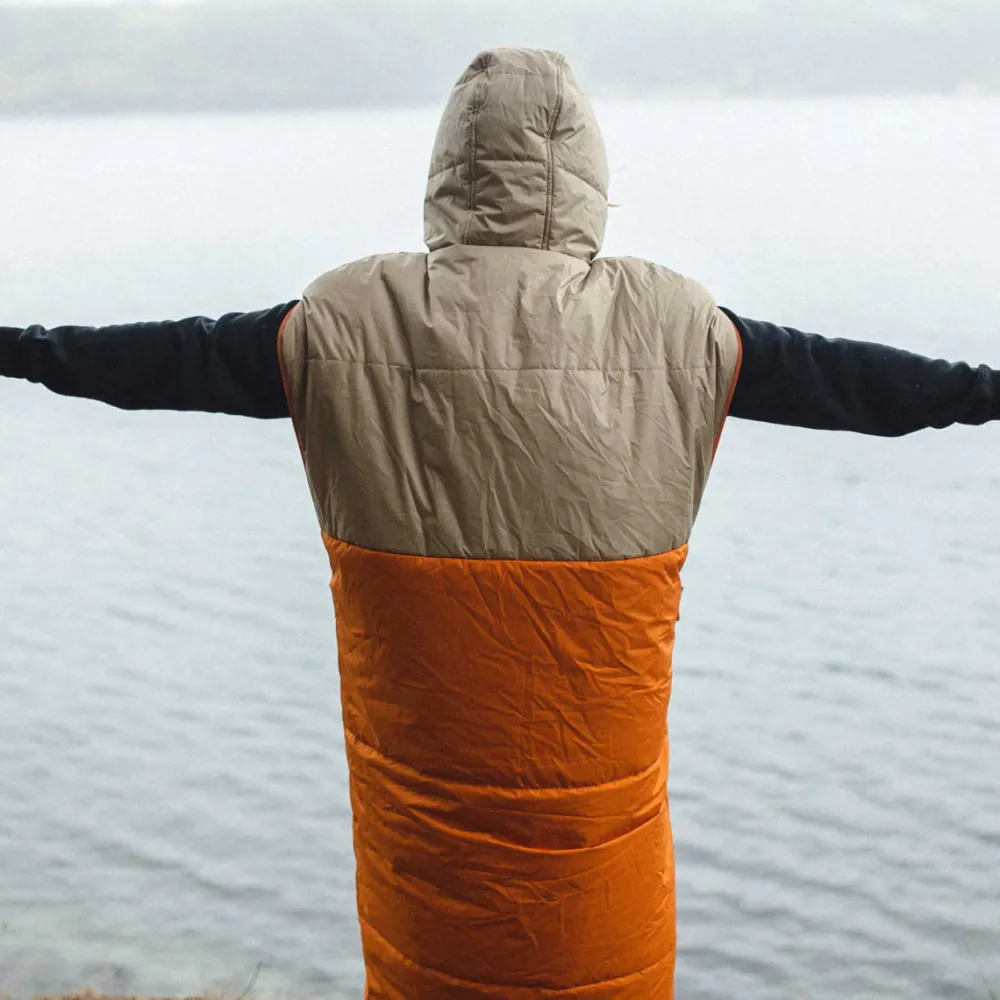 Floris van Bommel Accessories|Blankets>Good Times Recycled Sleep Sack Chinchilla Brown/ Sunrise Orange