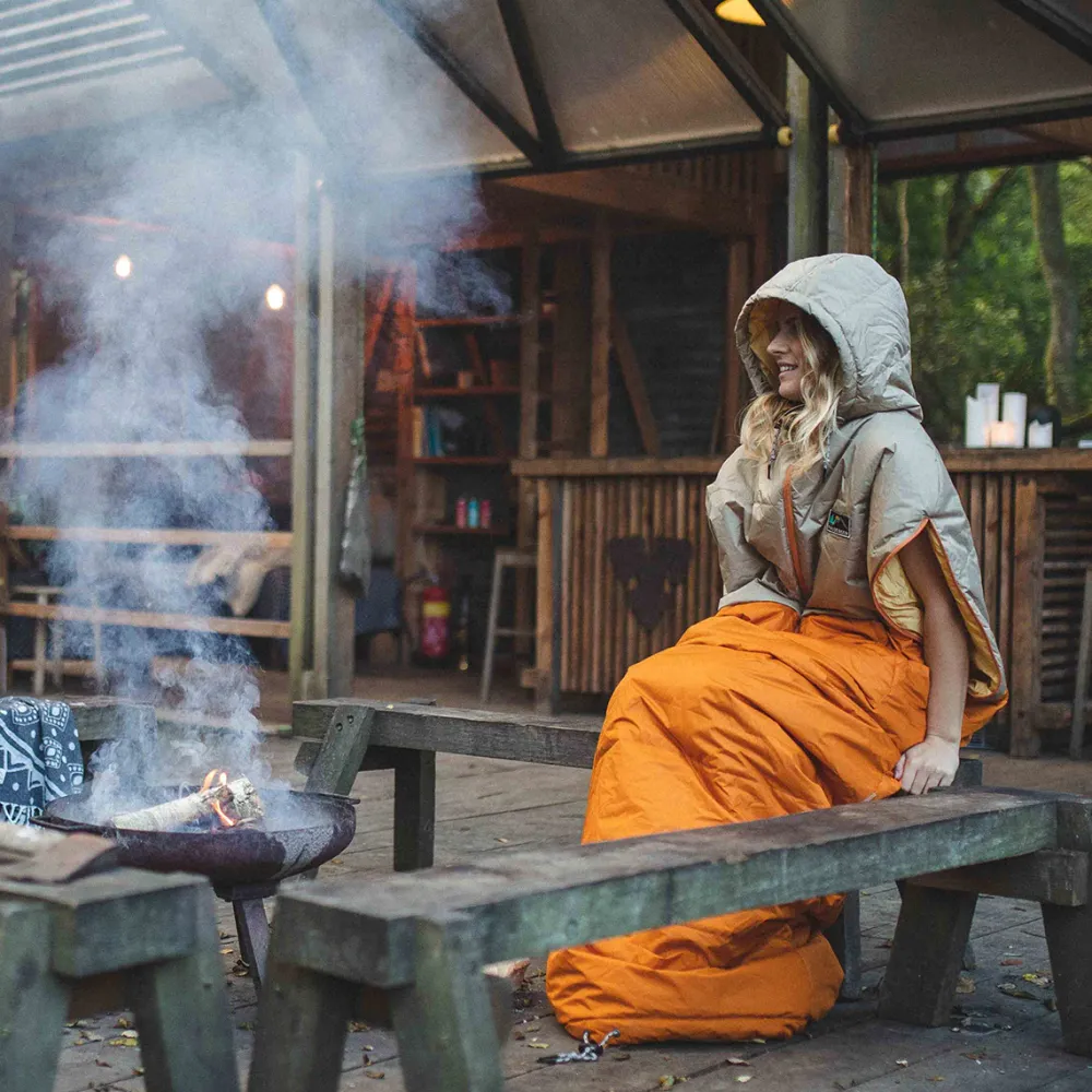 Floris van Bommel Accessories|Blankets>Good Times Recycled Sleep Sack Chinchilla Brown/ Sunrise Orange