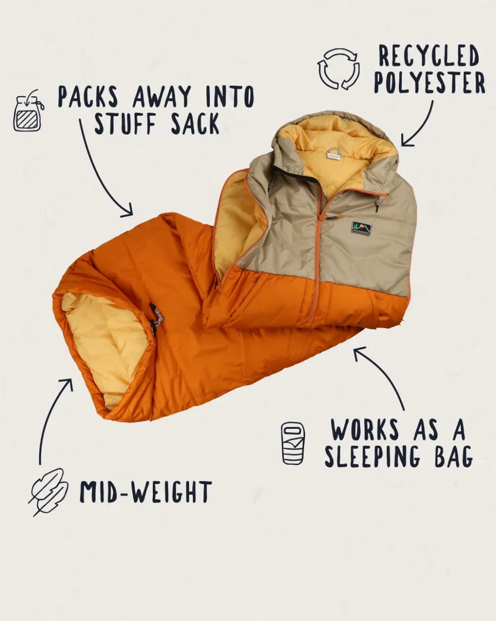 Passenger Accessories|Blankets>Good Times Recycled Sleep Sack Chinchilla Brown/ Sunrise Orange