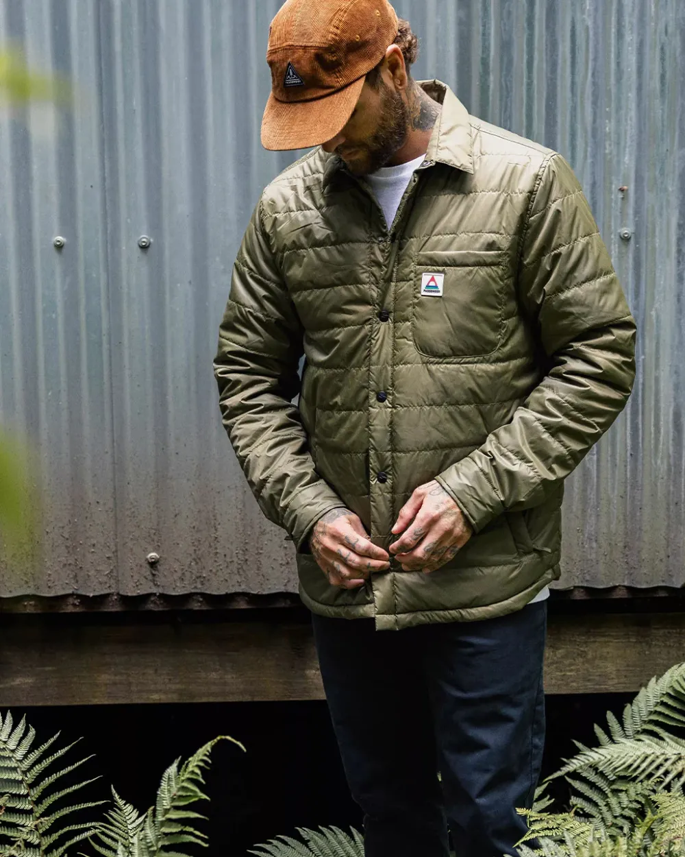 Passenger Shirts|Overshirts>Grain Recycled Insulated Overshirt Khaki
