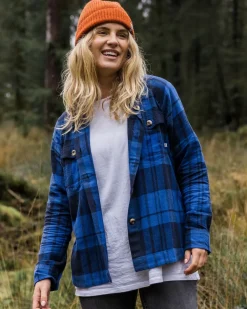 Passenger Shirts|Women's Outlet>Harmony Organic Cotton Check Shirt True Blue