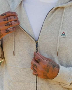 Passenger Hoodies & Sweatshirts|Men's Outlet>Heritage Full Zip Recycled Cotton Hoodie Grey Marl