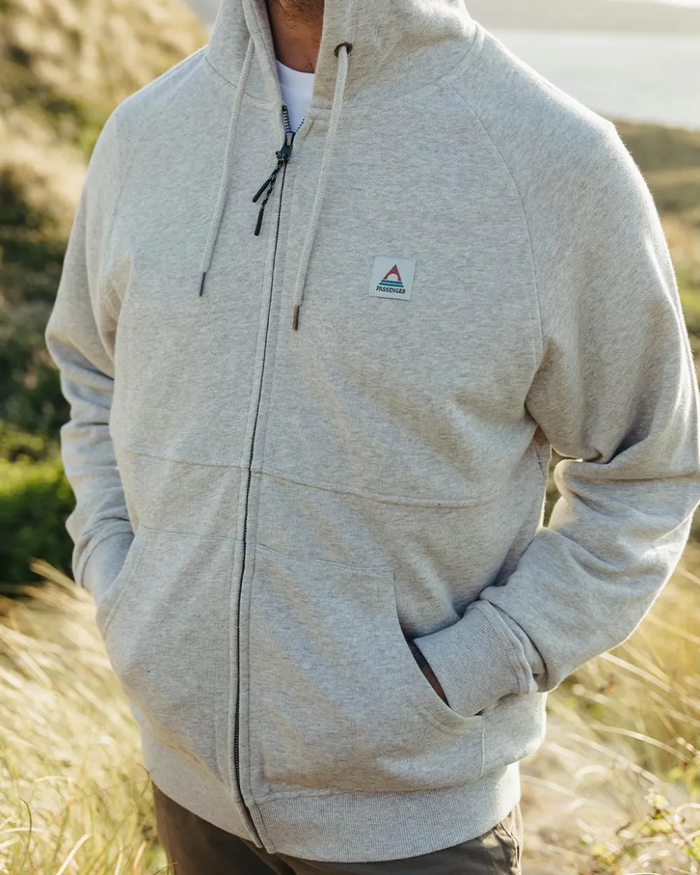 Passenger Hoodies & Sweatshirts|Men's Outlet>Heritage Full Zip Recycled Cotton Hoodie Grey Marl