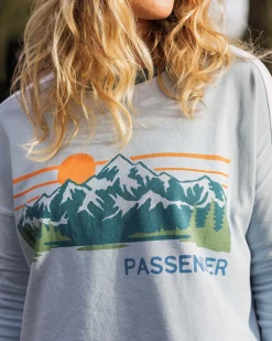 Passenger Tops & T-Shirts|Women's Outlet>Hilltop Organic Cotton LS T-Shirt Blue Fog
