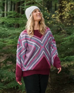 Passenger Knitwear|Women's Outlet>Homestead Oversized Recycled Knitted Jumper Wine