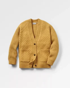 Passenger Knitwear|Women's Outlet>Homey Recycled Knitted Cable Cardigan Mustard Gold