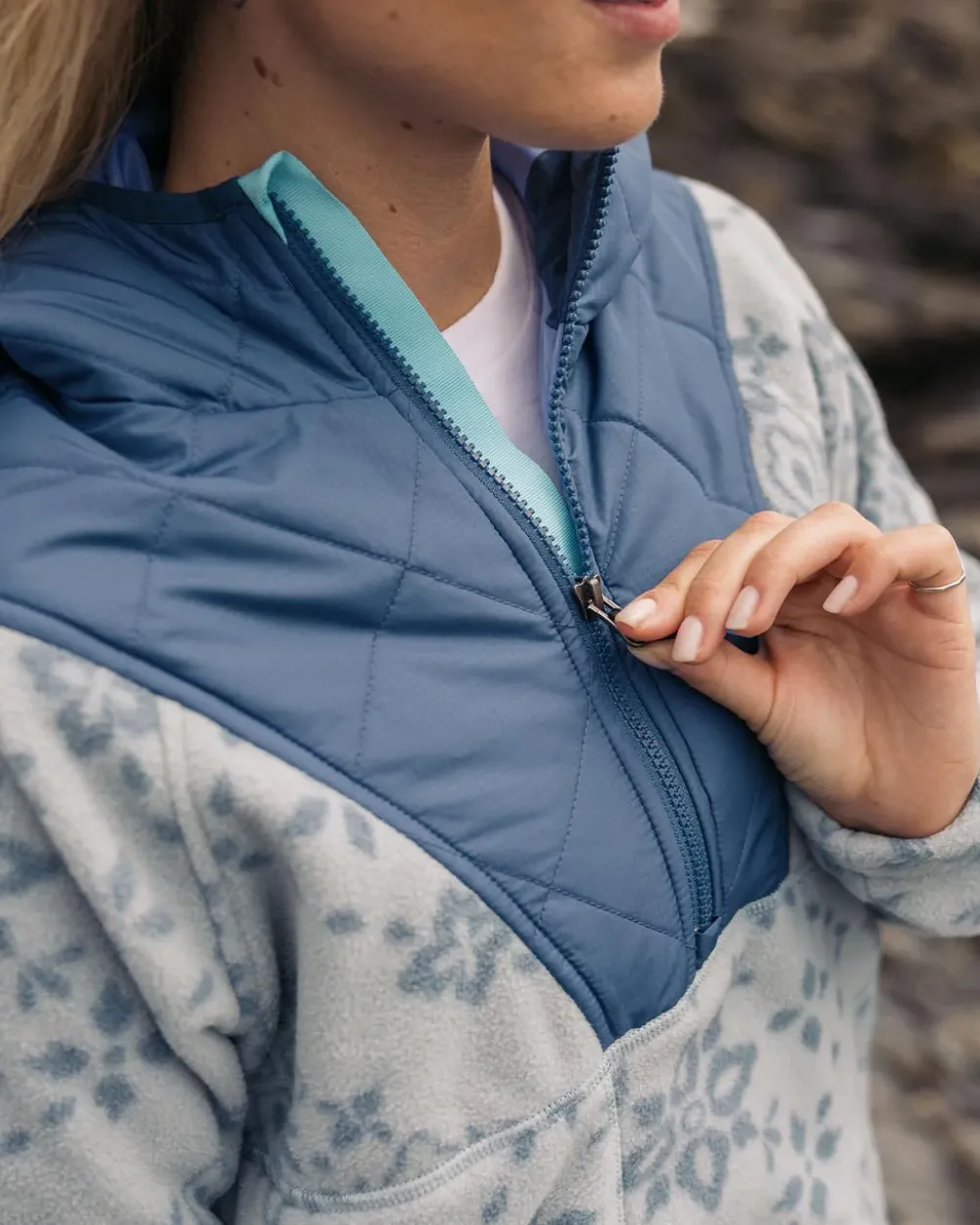 Passenger Fleece|Fleece>Juana Recycled Polar Hooded Fleece Large Tile Washed Blue