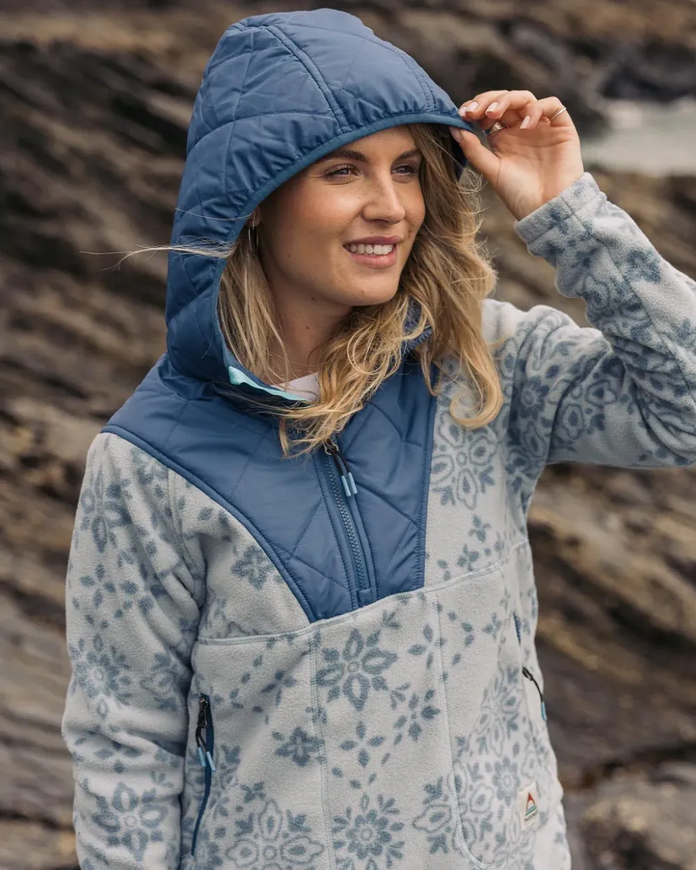 Passenger Fleece|Fleece>Juana Recycled Polar Hooded Fleece Large Tile Washed Blue