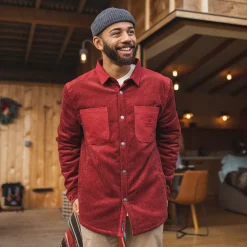 Passenger Shirts|Overshirts>Kodiak Sherpa Lined Cord Overshirt Russet Brown