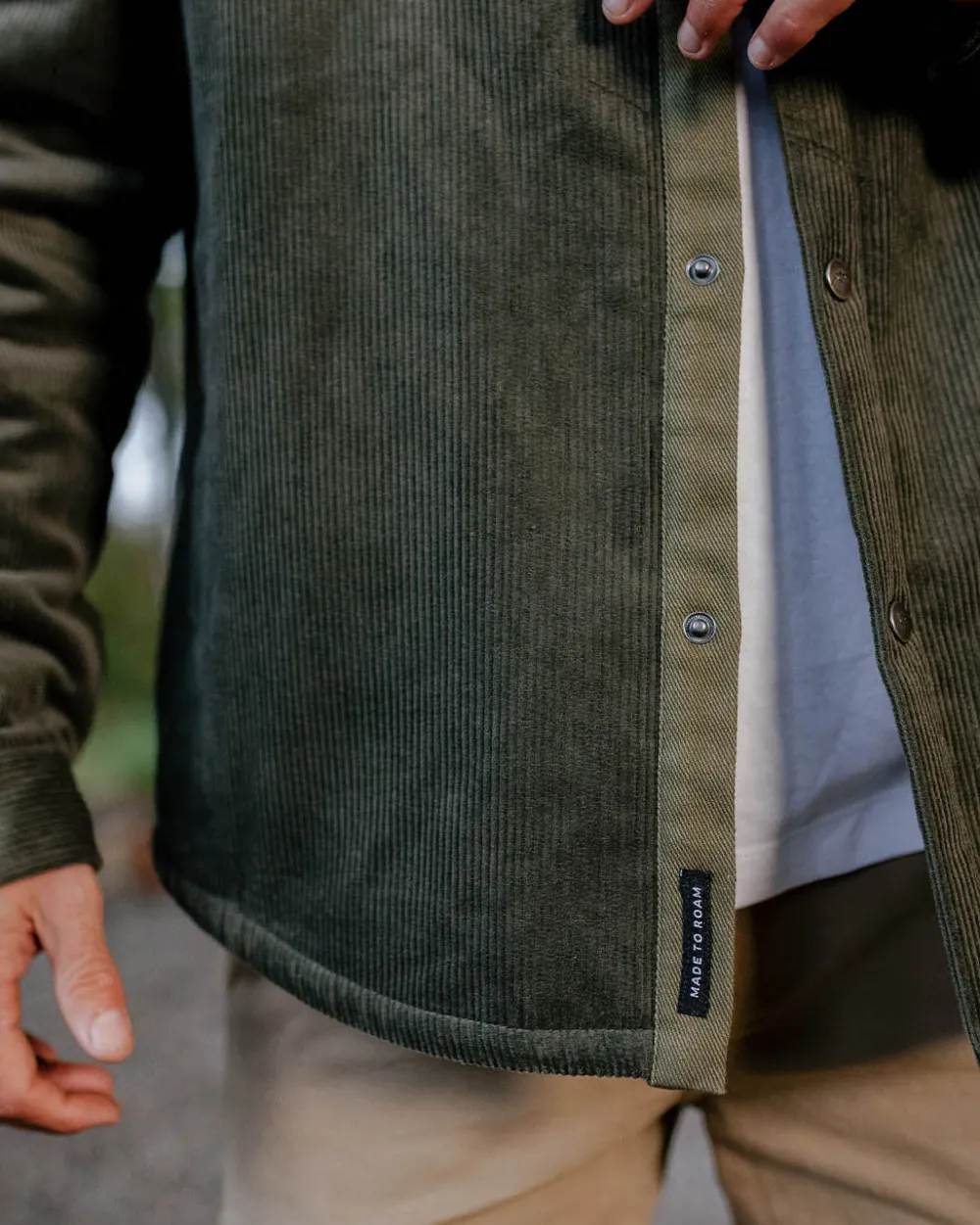 Passenger Shirts|Best Sellers>Kodiak Sherpa Lined Cord Overshirt Dusty Olive