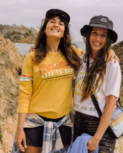 Passenger Tops & T-Shirts>La Sarena Recycled Cotton Oversized LS T-Shirt Ochre Yellow