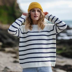 Passenger Knitwear|Women's Outlet>Lakewood Knitted Jumper Off White Stripe