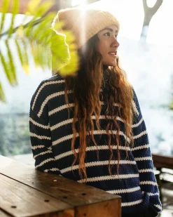 Passenger Knitwear|Women's Outlet>Lakewood Organic Cotton Knitted Jumper Navy Stripe