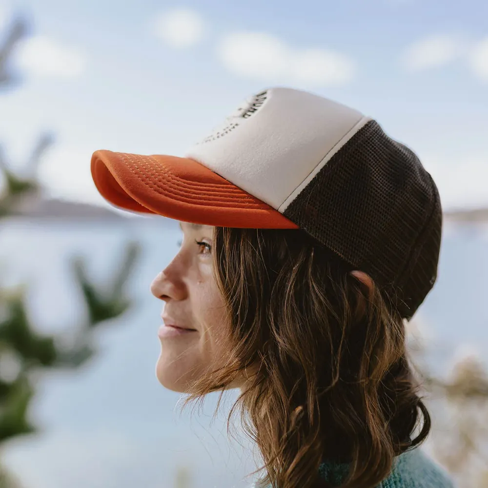 Passenger Accessories|Caps & Hats>Land Sea Snapback Trucker Cap Sunrise Orange
