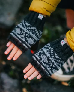 Passenger Gloves|Gloves>Lily Recycled Fleece Lined Fingerless Mittens Black