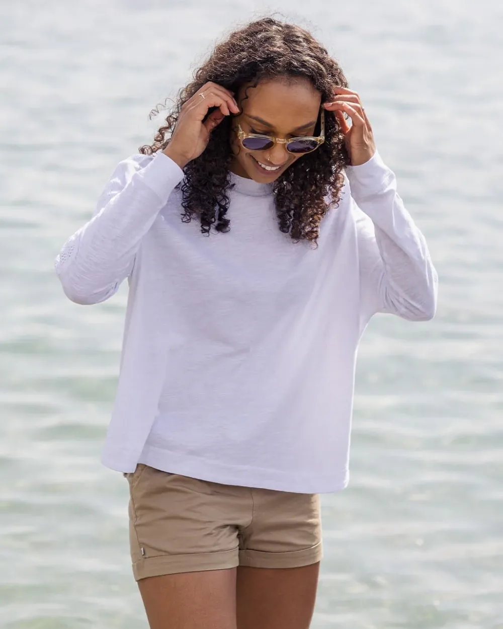 Passenger Tops & T-Shirts>Luna Oversized Recycled Cotton LS T-Shirt White