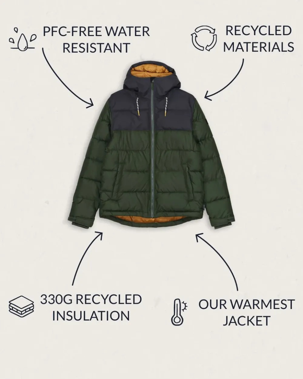 Floris van Bommel Men's Outlet|Men's>Manitoba Recycled Jacket Fir Tree