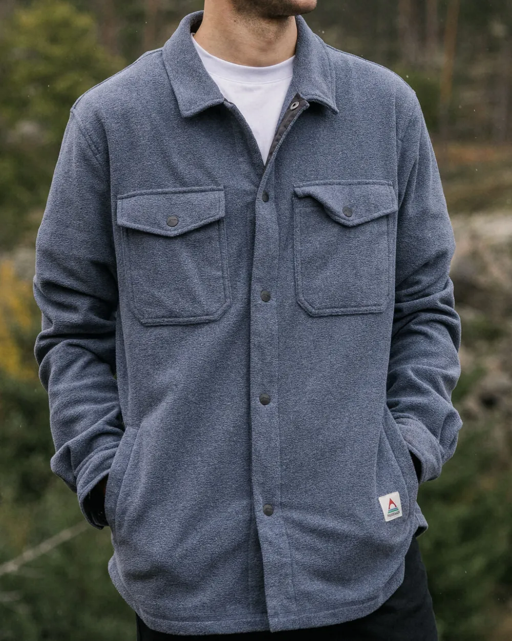 Passenger Shirts|Fleece>Maple Recycled Polar Fleece Shirt Navy Marl